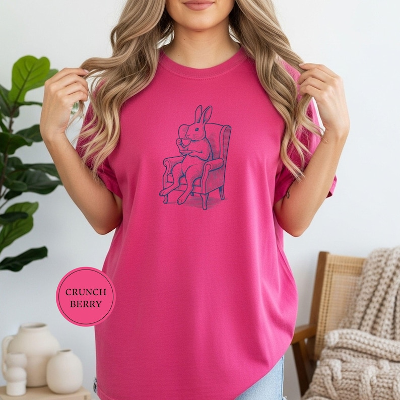 Rabbit Vintage Tea Shirt, Cute Bunny Tee, Rabbit Lover Gift, Funny Animal Drink Tee, Cute Pet Lover Gift, Vintage Animal Tee Gift Crunchberry