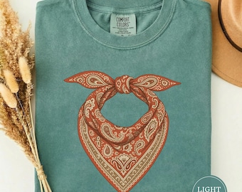 Cowgirl Bandana Paisley Pattern Tshirt, Western Paisley Cowgirl Tee, Country Girl Bandana Shirt, Cowgirl Gift, Western Tee, Retro