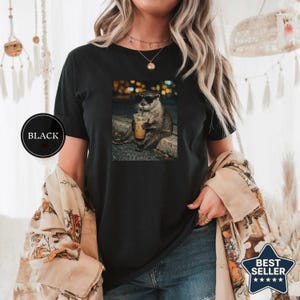 Funny Otter Drinking Iced Coffee Shirt, Animal Meme Graphic Tee, Otter Lover Gift, Funny Otter Shirt, Coffee Lover Tee, Otter Tee Black