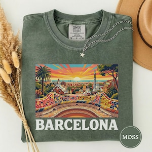 Barcelona Park Mosaic Terrace Shirt, Barcelona Spain Tee, City Pride Gift, Travel Shirt, Europe Tee, Barcelona Heritage Fan Gift