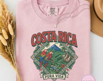 Costa Rica Macaw Volcano Shirt, Costa Rica Central America Tee, Country Pride Gift, Adventure Shirt, Outdoor Tee, Pura Vida Gift