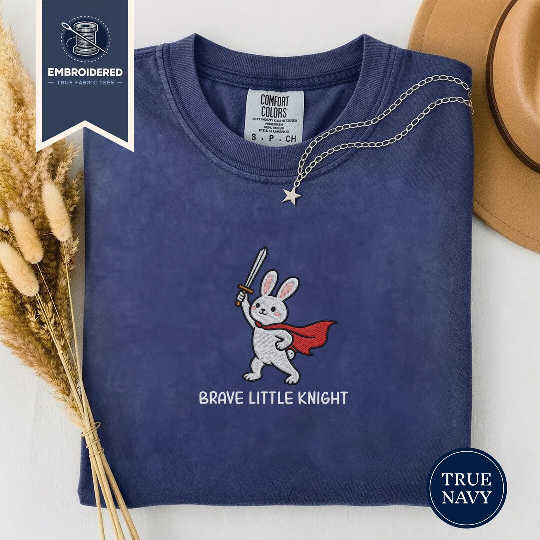 Brave Little Knight Rabbit Shirt, Embroidered Bunny Knight Tee ...
