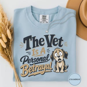 The Vet Is a Personal Betrayal Tshirt, Funny Dog Shirt, Vet Visit Dog Tee, Dog Mom Gift, Dramatic Dog Tee, Dog Owner Gift, Dog Mom Gift