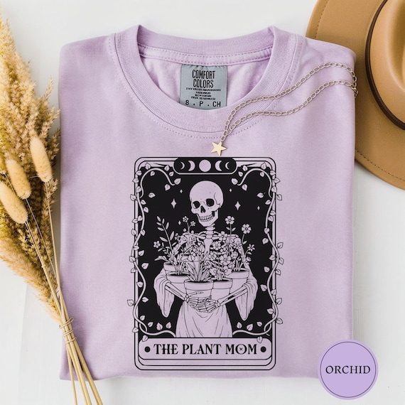 The Plant Mom Tarot Card Shirt, Skeleton Botanical Lover Tee, Witchy Garden Gift Idea, Gothic Floral Aesthetic Shirt