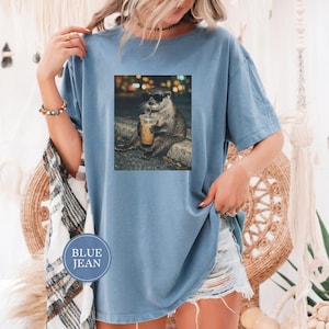 Funny Otter Drinking Iced Coffee Shirt, Animal Meme Graphic Tee, Otter Lover Gift, Funny Otter Shirt, Coffee Lover Tee, Otter Tee Blue Jean