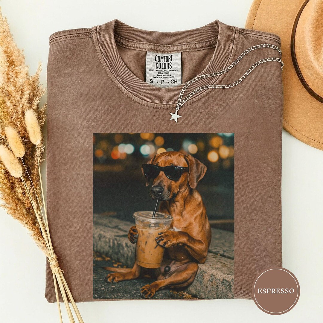 Am Using Rhodesian Ridgeback Memes Funny Rhodesian Ridgeback Drinking Iced Coffee Shirt, Animal Meme Tee ...