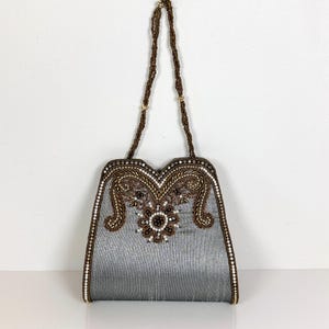 1970s Formal Evening Purse | Vintage Beaded Embellished Clutch | Evening Bag