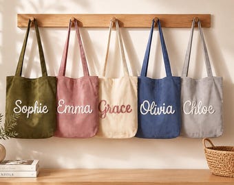Personalized Tote Bag with Custom Name, Cozy Handmade Shoulder Handbag, Thoughtful Gift for Her, Birthday, Graduation, or Holiday Surprise