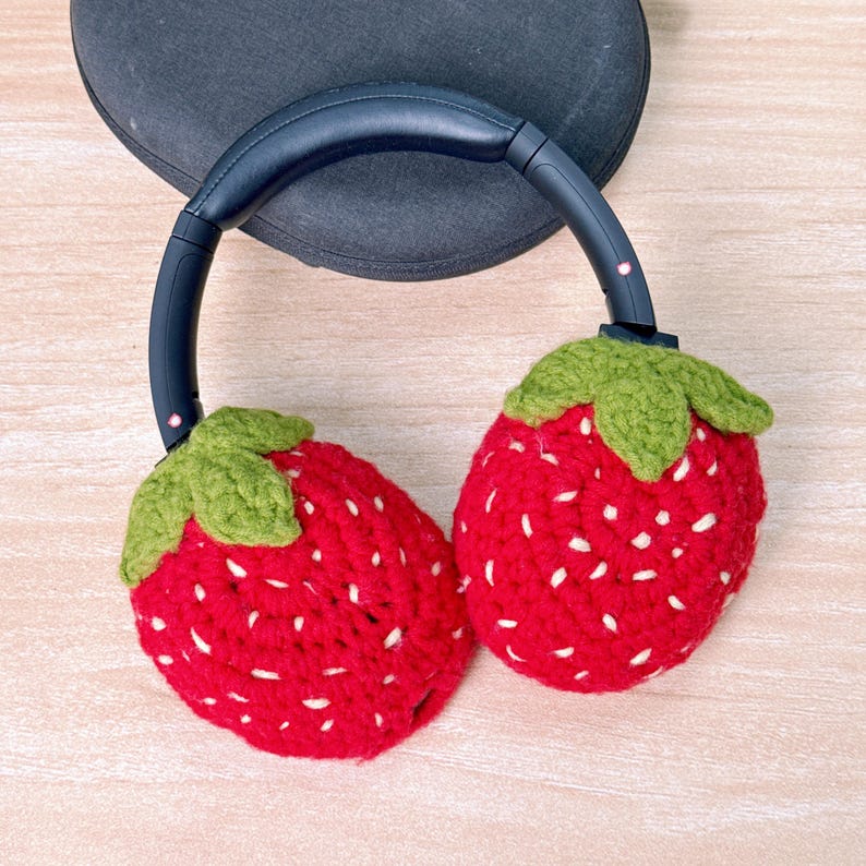 Sony XM4 XM5 XM6 Headphone Covers Fruit Design Crochet Fruit Sony XM5 Headphone Covers,Handmade Headphone Cover,Cute Headphone Cover image 2