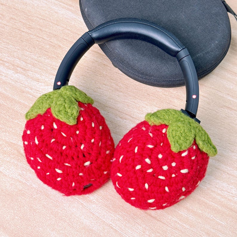 Sony XM4 XM5 XM6 Headphone Covers Fruit Design Crochet Fruit Sony XM5 Headphone Covers,Handmade Headphone Cover,Cute Headphone Cover image 3