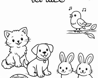 Printable Kids Coloring Book | 30 Fun Coloring Pages | Instant Download PDF
