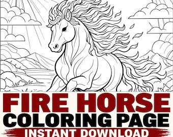 Horse Coloring Single Page Printable, Chinese Zodiac, Adult Coloring PDF