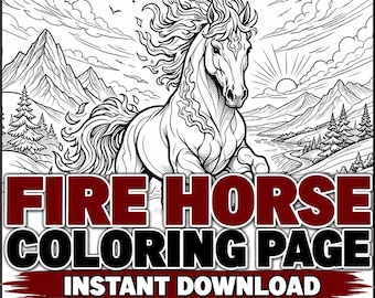 Horse Coloring Single Page Printable, Chinese Zodiac, Adult Coloring PDF
