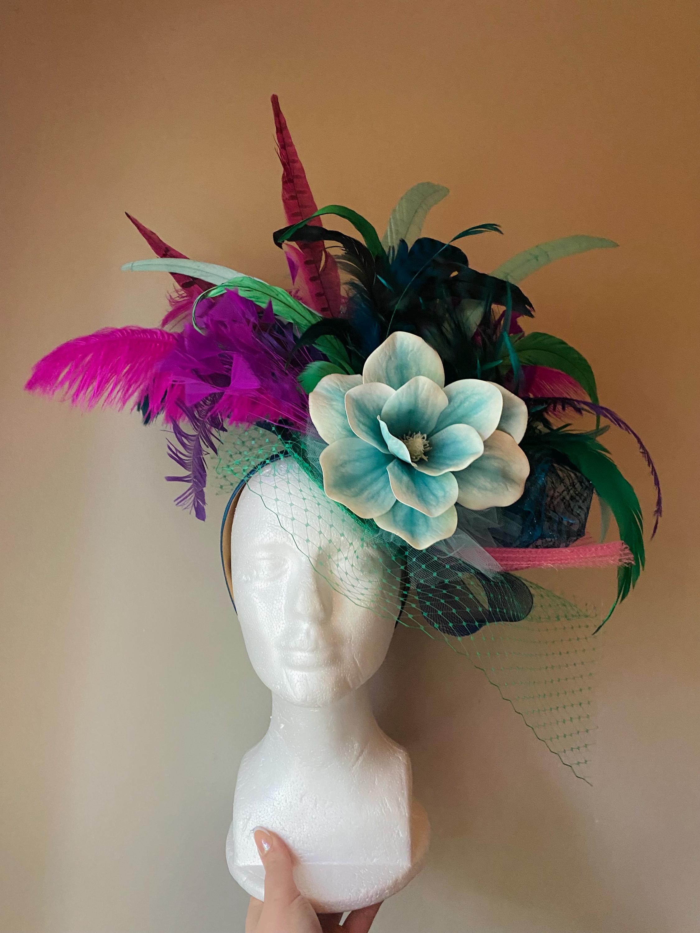 Teal and Pink Fascinator - Etsy display picture 1
