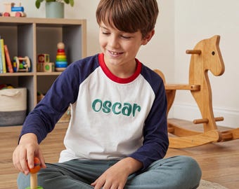 Custom Embroidered Kids Name Long Sleeve T-Shirt: Personalized Gift for Boys