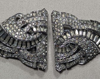 Vintage Art Deco Rhinestone Dress Clips