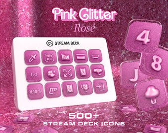 Stream Deck-pictogrammen | Roze glitter - Rosé | Streaming-assets | Twitch | YouTube | Productiviteit | VTuber