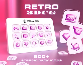 Stream Deck-pictogrammen | 3DCG - Roze | Streaming-assets | Twitch | YouTube | Productiviteit | VTuber
