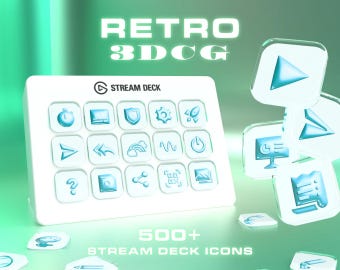 Stream Deck-pictogrammen | 3DCG - Mint | Streaming-assets | Twitch | YouTube | Productiviteit | VTuber