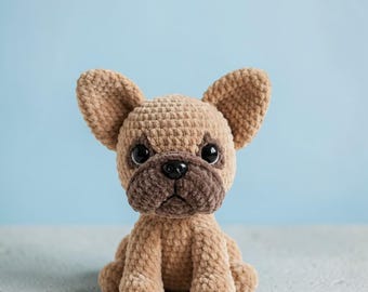 Französische Bulldogge Häkelanleitung, Hund Amigurumi PDF, Frenchie Plüschtier, DIY Kuscheltier