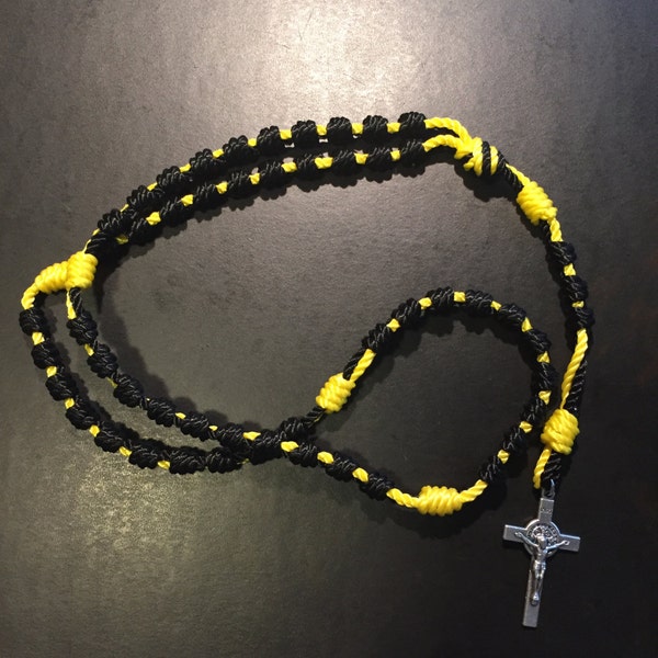 Steelers or Iowa Hawkeyes Colored Hand Made Double Strand Knotted Rosary