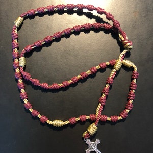 Boston College Colored Hand Made Double Strand Knotted Rosary