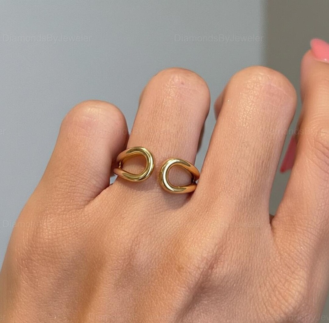 Modern Gold Open Loop Ring Minimalist Statement Ring Abstract Wave ...