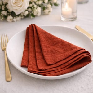 Rust Linen Cloth Napkins Set, Reusable Dinner Napkins, Eco Friendly Table Napkins, Wedding Table Decor, Rustic Farmhouse Table Setting