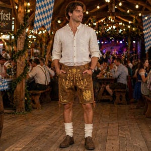 Bingo Sale Short Bavarois Oktoberfest - Cuir Véritable Lederhosen Allemand Pour Hommes