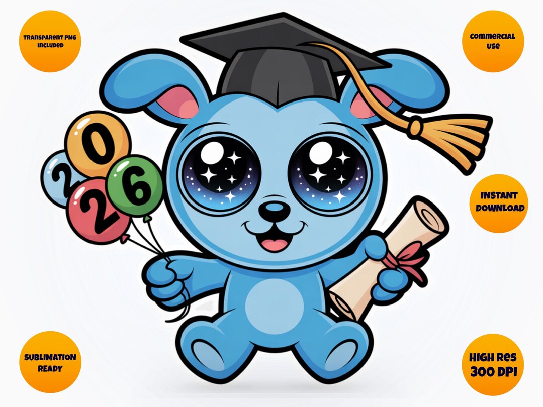 Class of 2026 Puppy PNG 8000px 300 DPI | Graduation Balloons Dog ...