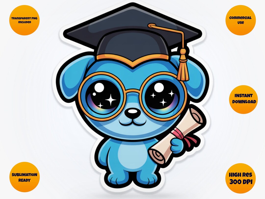 Graduation Puppy PNG 8000px 300 DPI | Cute Nerd Dog Class of 2026 ...