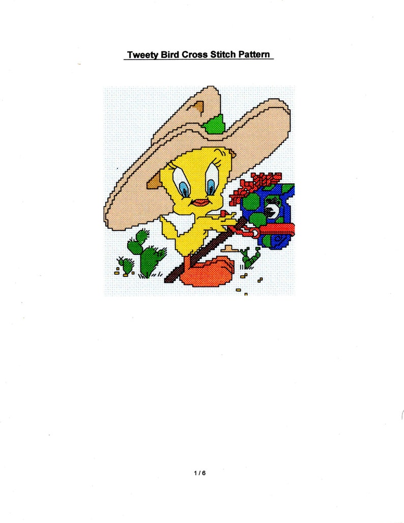 Tweety Bird Cross Stitch Pattern PDF FILE ONLY image 1