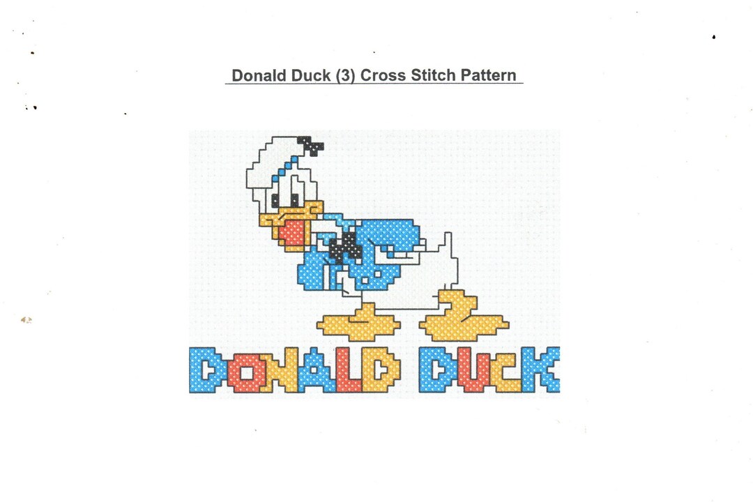 Donald Duck 3 Cross Stitch Pattern PDF FILE ONLY Etsy
