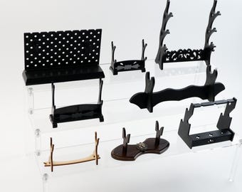 Supporto per armi, spade e coltelli – Mini supporto per katana, porta accessori per cosplay, espositore per oggetti da collezione per videogiochi, organizer da scrivania.