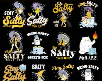Pakiet "Stay Salty Melt Ice PNG", "Abolish ICE PNG", "Nikt nie jest nielegalny" PNG, "Aktywista ruchu oporu" PNG, "Anty Trump" PNG