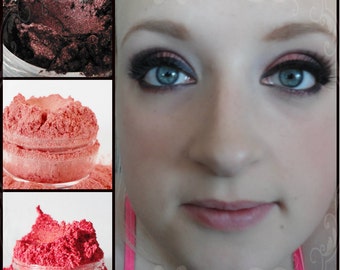 MISS PRISS - Coral Pink eye Shadow - Coral - Plum - Shimmer- Mineral Eyeliner Vegan Natural - Smokey Eyes - Eyeshadow