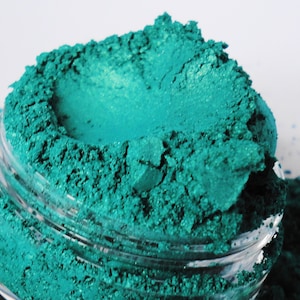 TOXIC Green Eye shadow Shimmer Mineral Makeup Glitter Sparkle eyeliner 5g Sifter Jar Blue green Eye shadow Vegan Luster Natural TOXIC image 1