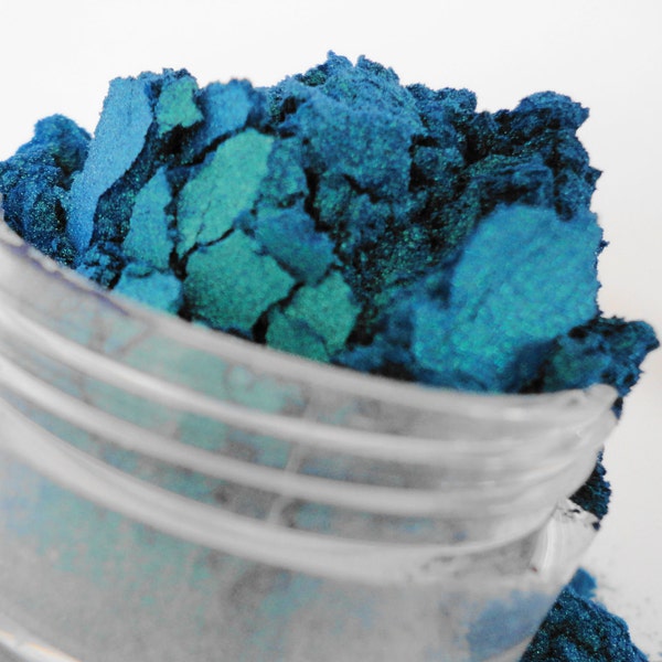 CRUSH - Blue  Green - Mineral Makeup  Shimmer - 10g Sifter Jar-  eye shadow - Duo Chrome - teal green-  Natural Organic-  eyeliner