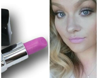 Matte Pink Lipstick  Bright Barbie Pink Vegan Paraben-Free Mineral Makeup Matte finish ONCE UPON A TIME