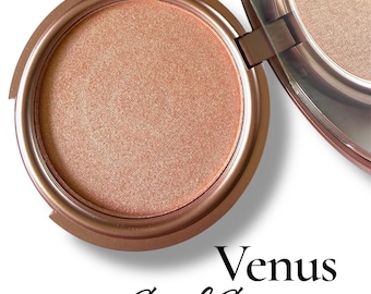 VENUS Highlighter, light  Pink luminous Textured, Pink Compact, Summer Glow, Pale Shimmer Pressed Powder, Crush Cosmetics