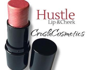Hustle Cream Highlighter, Blush, Peach Pink,  luminous,  Twist up Tube, Summer Glow, Translucent Buildable, ShimmerCream,  Crush Cosmetics