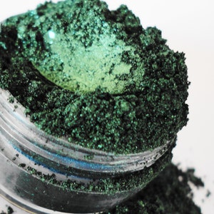 TAINTED Teal Green Metallic Eyeshadow Shimmer Luster Mineral Makeup Eye Shadow eyeliner Natural Vegan 10g Sifter image 4