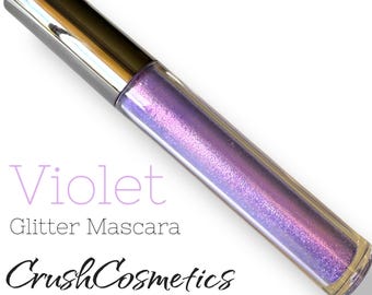 Glitter Mascara, Violet, Purple, Sparkly Mascara, Quick Drying, Smudge Proof, Soap  Wash Off, Narrow  Wand, Vegan Makeup, Crush Cosmetics,
