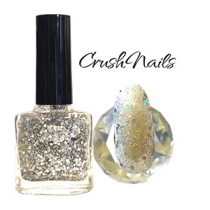 Interstellar Silver Holographic Glitter- Nail Polish- Bright - Vegan nails -   free From harsh Chemicals - indie nail polish - Shiny glossy