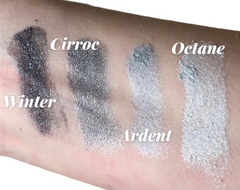 SILVER Metallic Eyeshadow Set, Vegan Mineral Mica, Shimmer Eyeliner (5g Sifter Jar)