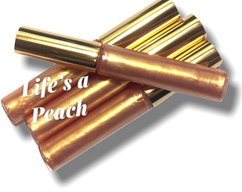 GOLDEN PEACH,  Lipgloss- Translucent- Liquid lipstick - Shimmer-Metallic Mineral Makeup Vegan - Summer Pearly Shine - Crush Cosmetic
