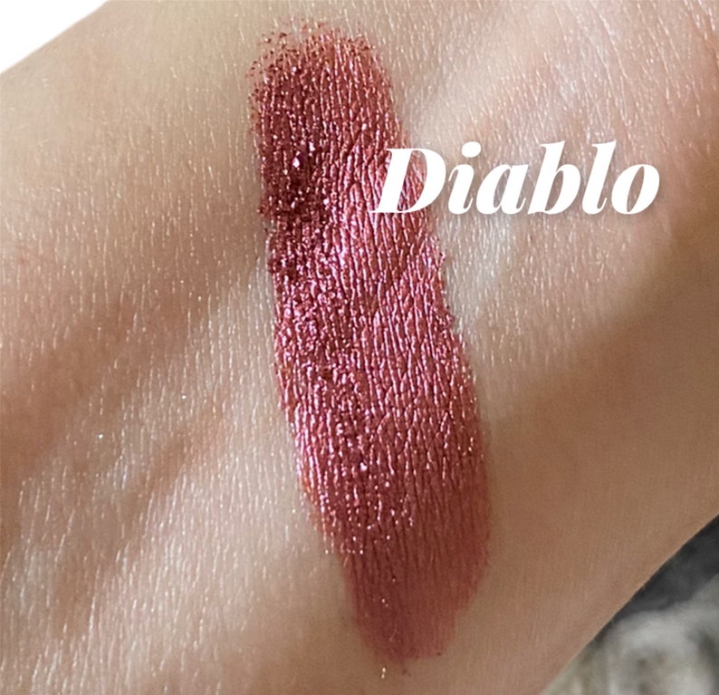 DIABLO Red eyeshadow Shimmer Luster Metallic Deep Red Mineral makeup Eye Shadow Vegan Natural Hot Raspberry Smokey eyes image 2