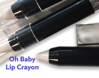 Oh Baby Lipstick: Iridescent Pink Shimmer Cream Lip Crayon