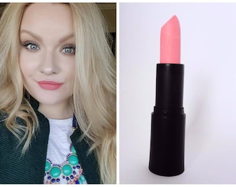 Pink Peach Lipstick Coral Semi Matte-ish   Vegan Paraben Free Mineral Makeup Cream Lips Summer Color- Venus