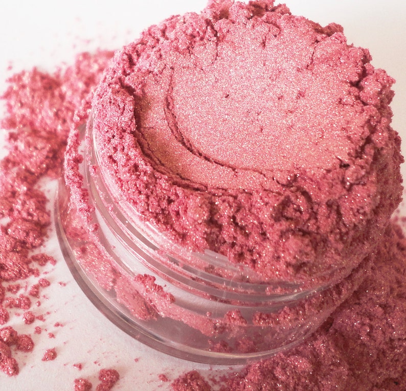 Sweetest Thing Dusty Pink Luster Shimmer Eyeshadow Mineral Makeup Vegan natural 5g Sifter Jar Peachy Pink Eye Shadow image 1